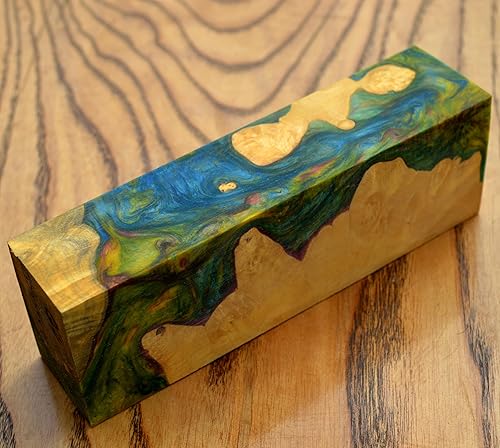 Miniatura 4 de Burl Híbrido Estabilizado Madera Bloque de madera Torneado Bloque en blanco Barra Mango Cuchillos Cuchillo Estabilizador (G4)