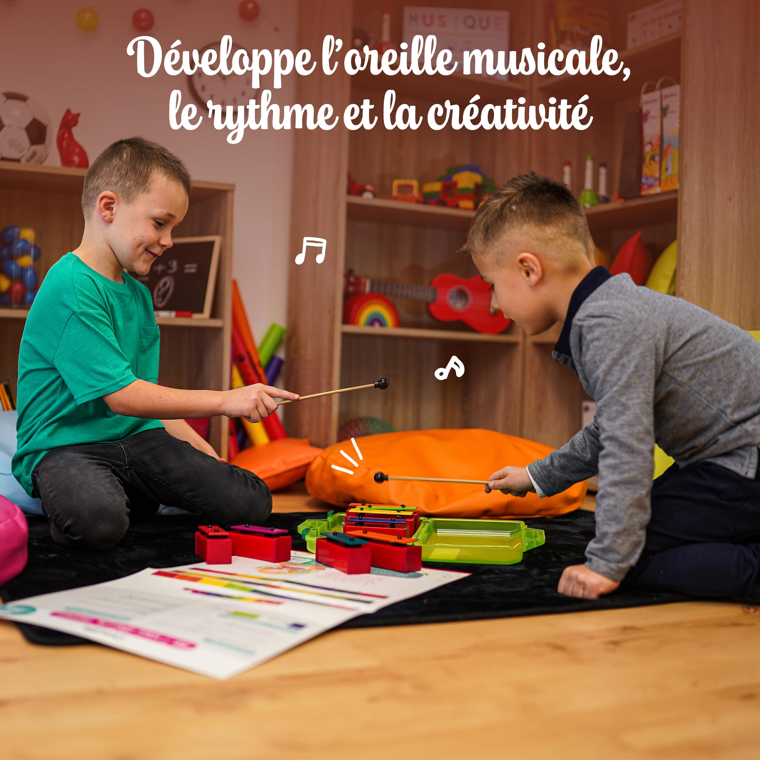 Fuzeau - Coffret ColorZik Comptines Avec Mini Métallonotes 8 Lames, Livre, CD, 10 Partitions XXL - Méthode Musicale Ludique Sans Solfège Pour Débutants - Jeu Éducatif Enfant Dès 3 Ans - Réf. 78233