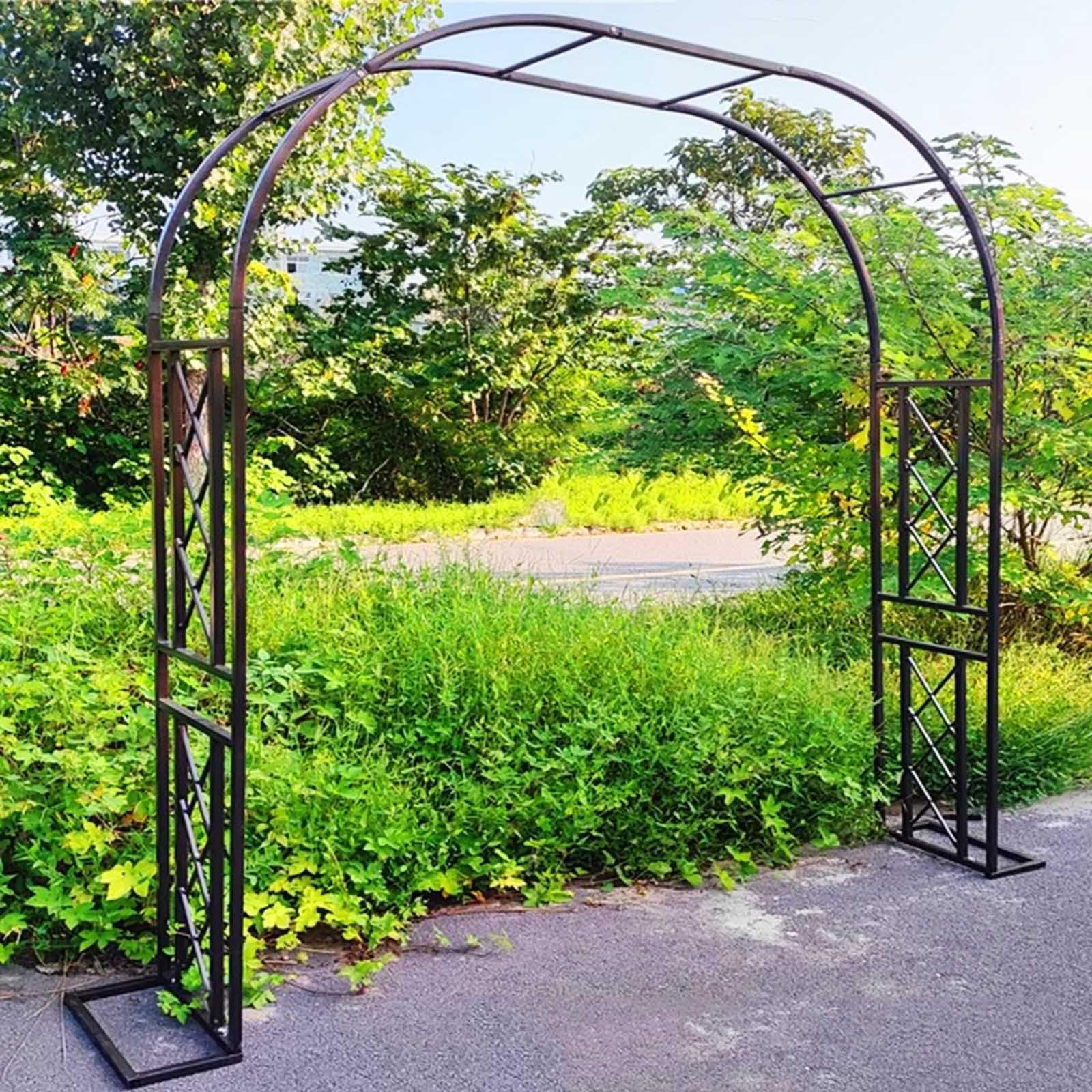 Solidna kratka łukowa ogrodowa, metalowa rama altany do roślin pnących, duży łuk rurowy 340 cm na podwórko, patio, dziedziniec i dekoracje ślubne, kolor brązowy