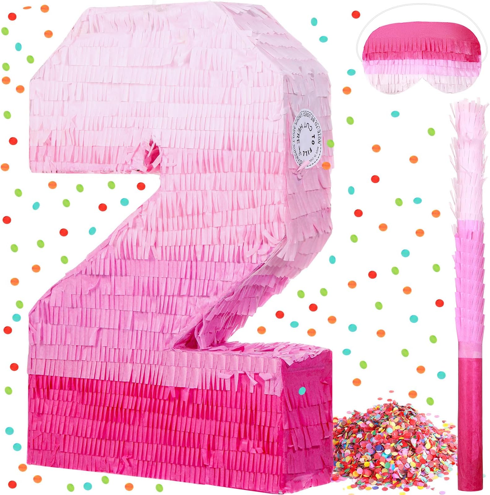 Sratte Number Piñata Number Birthday Piñata Decorations Gradient Pink Piñata ...