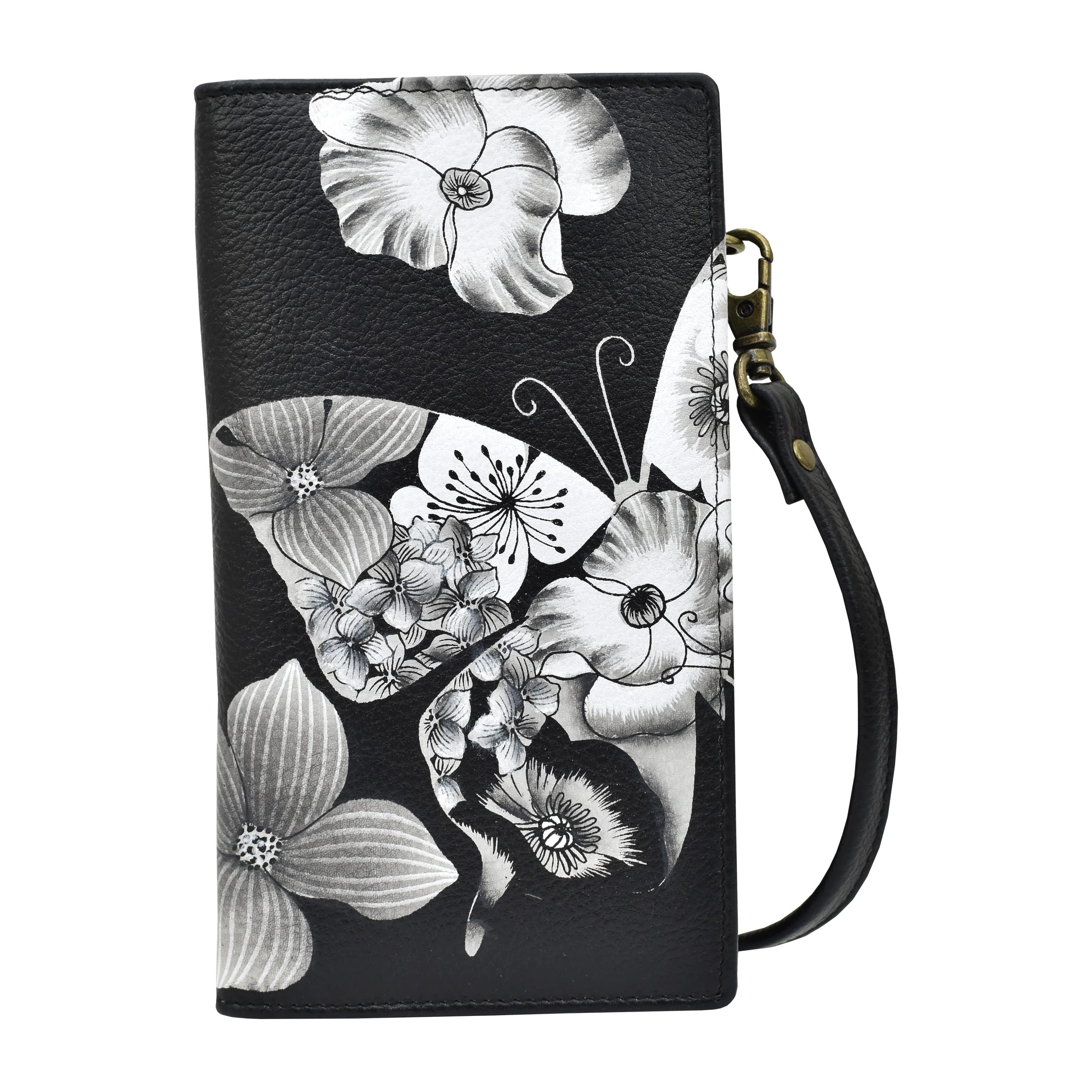 Anna by Anuchka Women's Hand-Painted Genuine Leather Phone Wallet Organizer Crossbody
