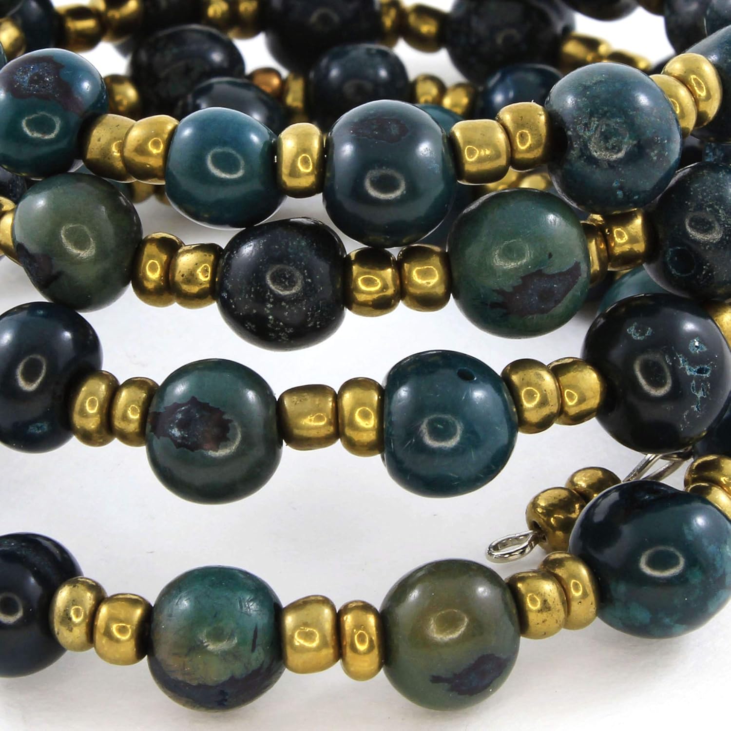 Memory Wire Bracelet with Acai Seeds, Artisan Handmade Easy-On Bangle for Women - Image 6