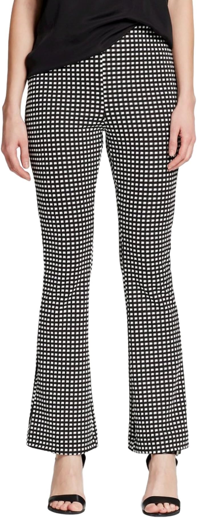 Shameless Women's Stretch Gingham High Rise Pant (Medium, Black and White Gingham)