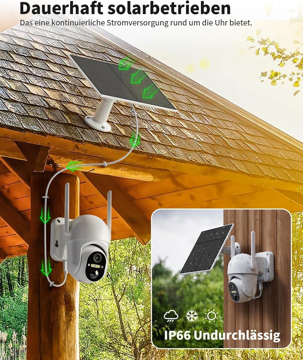 4G LTE Überwachungskamera mit SIM Karte Aussen Ohne WLAN | 2K 3MP HD Solar Kamera mit SIM Karte und Akku-10400mAh, 6W Solarpanel, 20m Farbnachtsicht, PIR, 2-Wege-Audio, IP66, eSIM