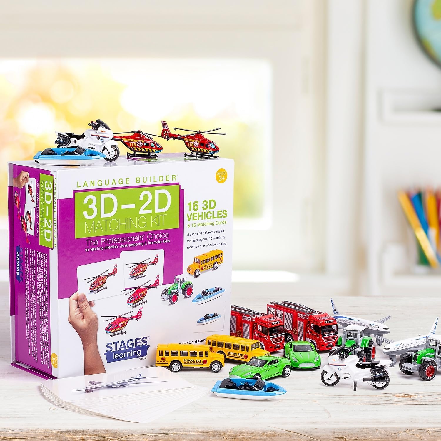 Stages Learning Language Builder 3D-2D Vehicles Matching Kit for Autism Education & Aba Therapy, Multi (SLM010)