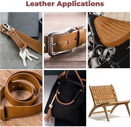 Miniatura 8 de ELW 5-6 oz (0.079-0.094 in) Latigo - Correas de cuero para cinturón, tamaño 1 x 60 pulgadas (1.0 x 59.8 in)  Marrón tabaco  Piel de vaca de grano