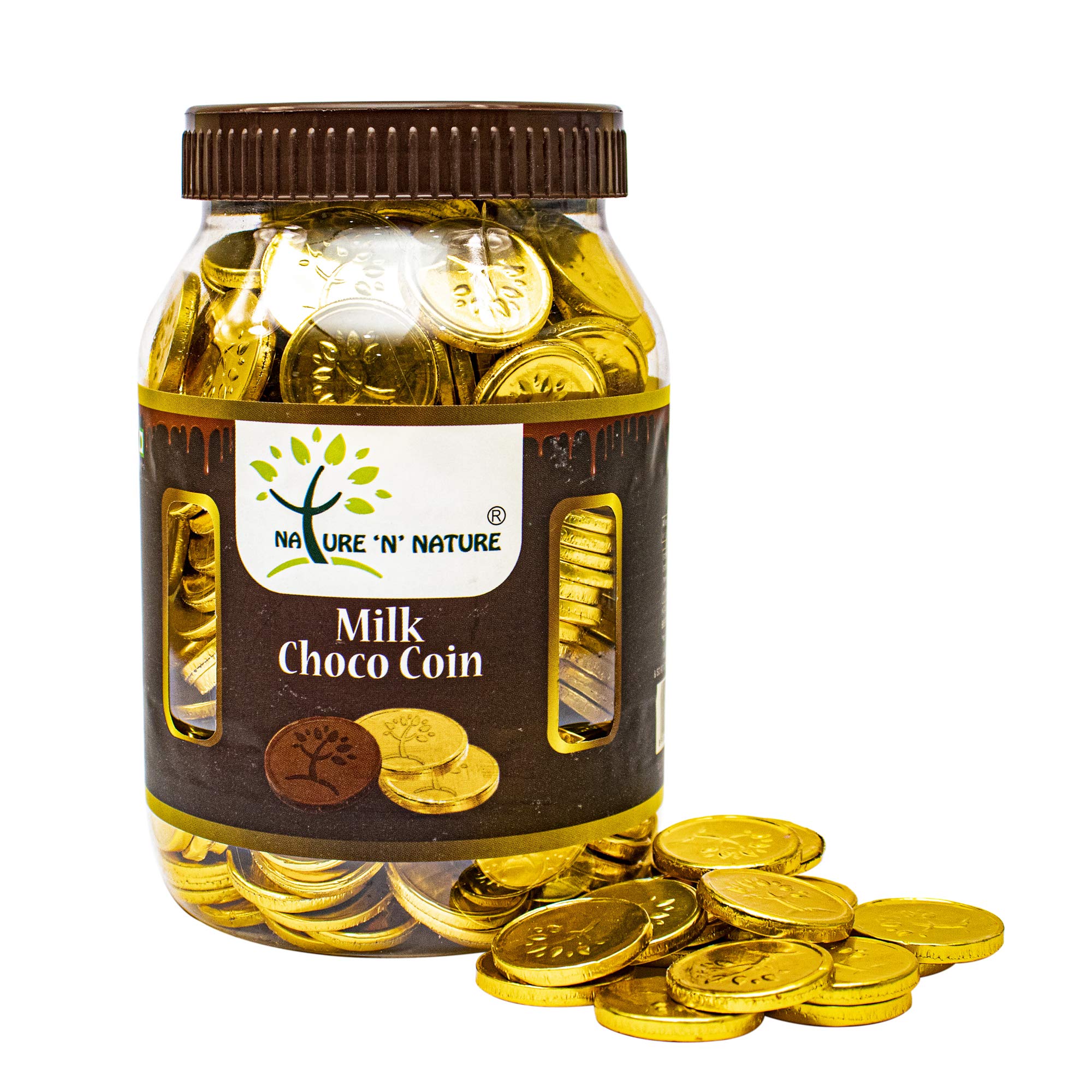 NATURE 'N' NATURE Gold Coin Milk Chocolates, 720 GMS Pet Jar Gift Pack, 300pcs, Coin Chocolate Gifts for Holi, Rakhi, Diwali, Anniversary, Birthday, Christmas, Celebration, Valentines