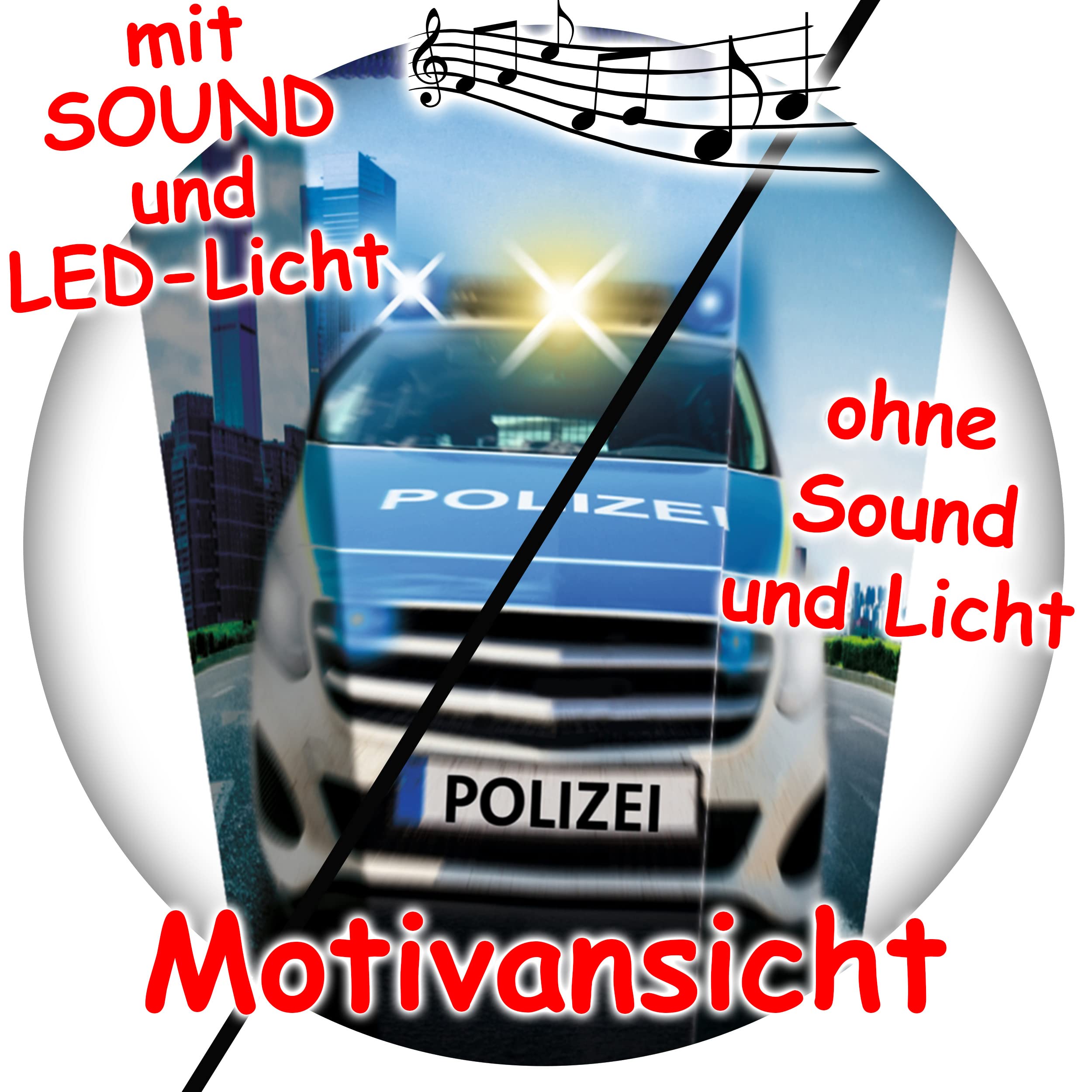 alles-meine.de GmbH Schultüte - Polizei Auto/Fahrzeug 35-100 cm Größe wählbar mit Holzspitze inkl. komplette Füllung + Bänder Schleife + Kunststoff Spitze - Zuckertüt..