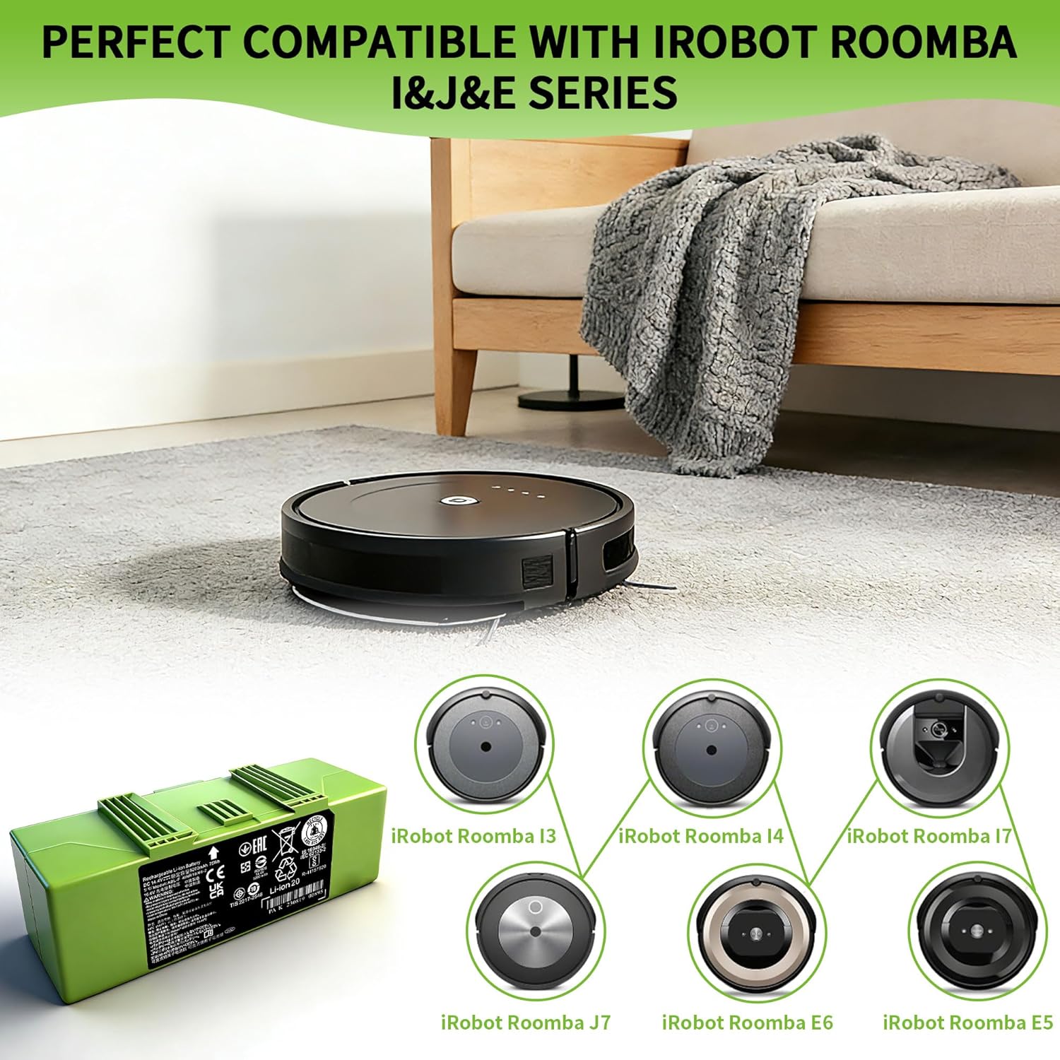 ABL-F 75Wh Replacement Li-ion Battery Compatible with iRobot Roomba j & i Series j7 j7+ j7plus i7 i7+ 7150 7550 j9 j9+ i8 i8+ i8550 / e Series e5 e5150 e5152 e5154 e5158 e6 e6198 i3 i3+ 3150 3158