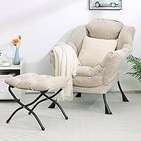 Vista 9 de HollyHOME - Silla perezosa con otomano plegable, sillón de ocio acentuado y cómodo, taburete plegable con reposapiés, sofá de ocio y silla