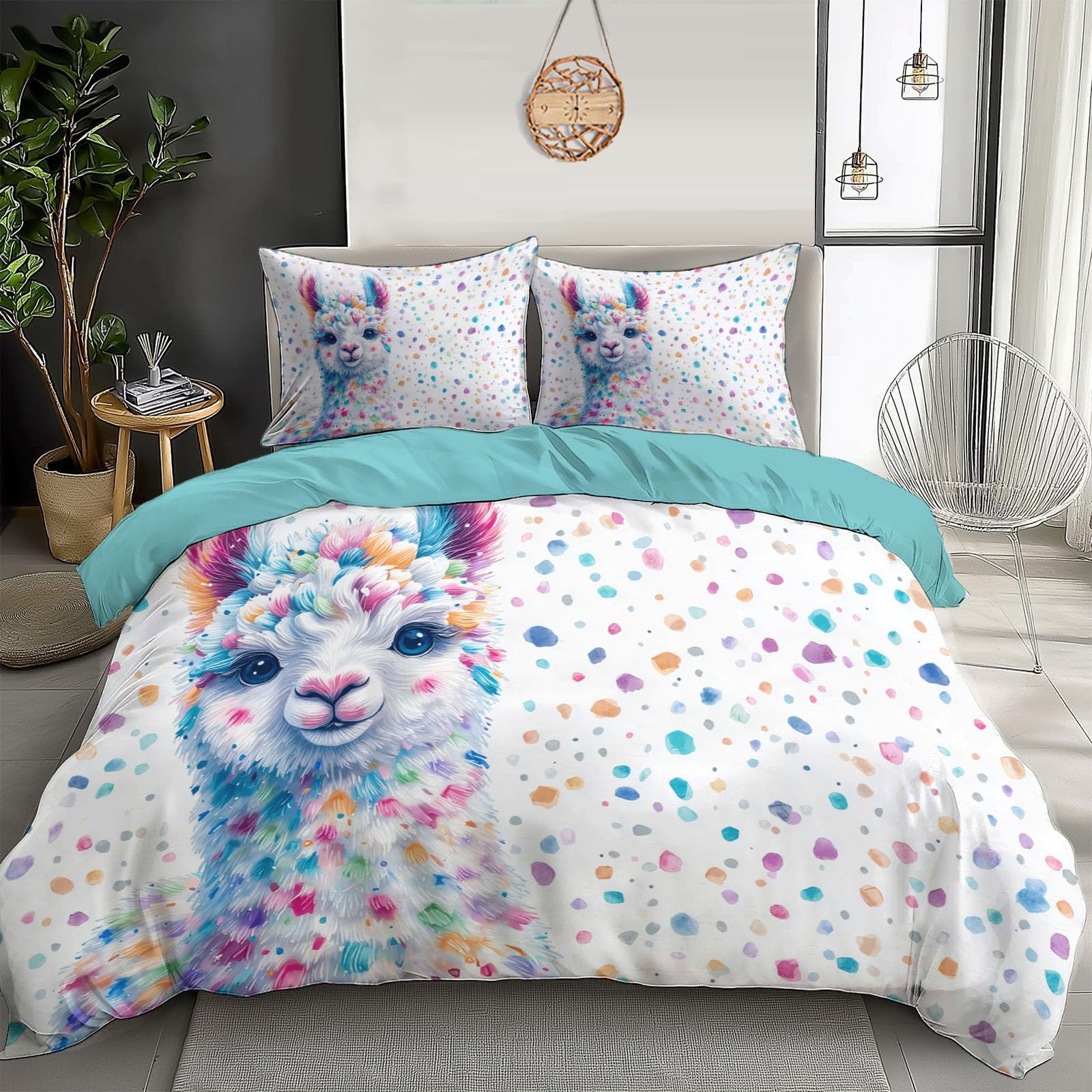 Parure de couette dessin animé 240x260 cm en microfibre camel avec taies d'oreiller