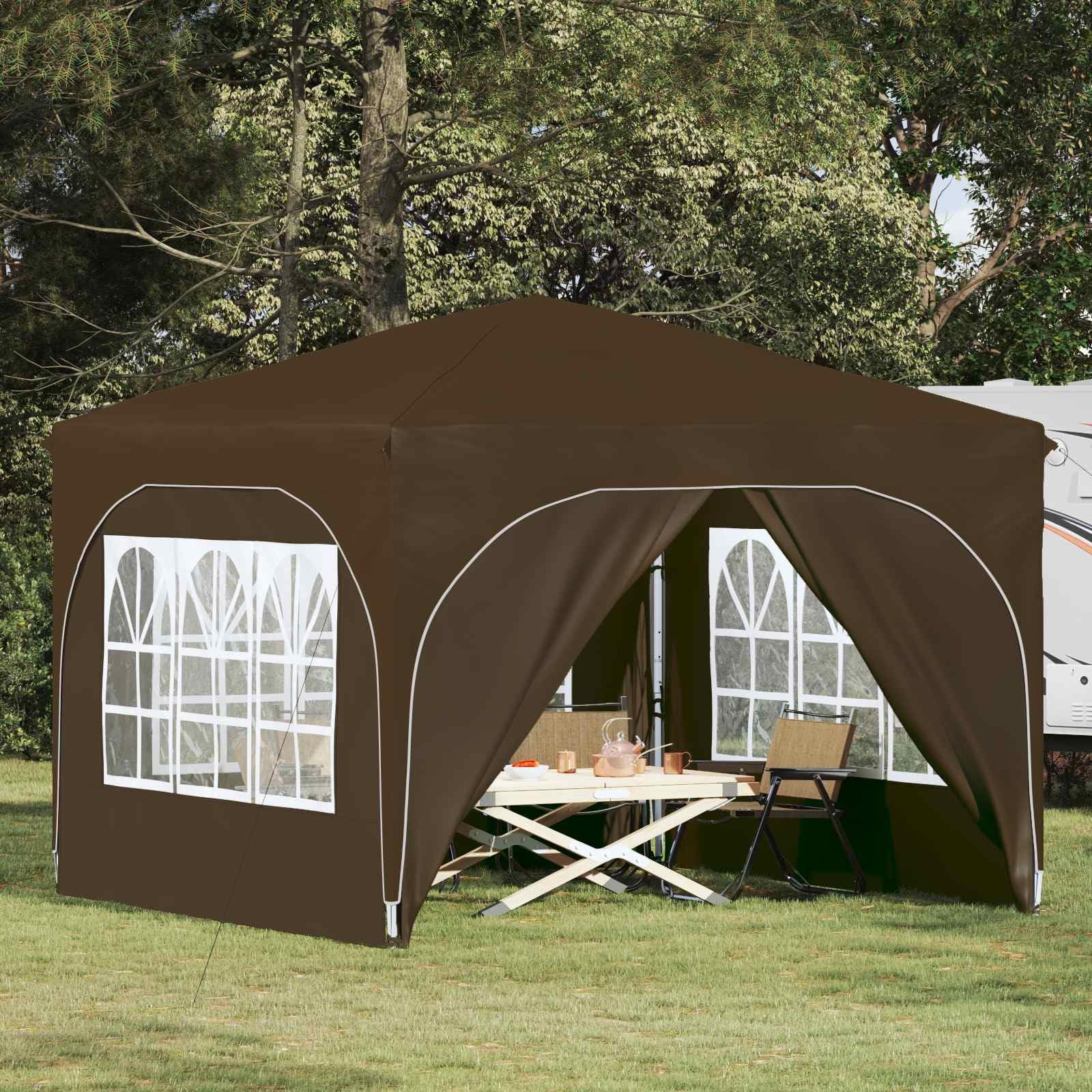 Namiot imprezowy Pop-up 290 x 290 x 245 cm, kolor taupe, składany i składany, z ochroną przed promieniowaniem UV, wodoszczelny namiot ogrodowy do użytku na zewnątrz, na kemping, taras i do