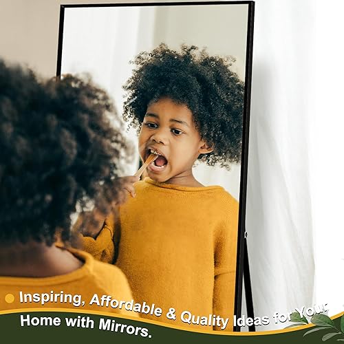 Vista 104 de NicBex - Espejo arqueado, de cuerpo entero, 64 x 24 pulgadas, con marco de aleación de aluminio, soporte, negro, se puede colocar de pie, apoyar
