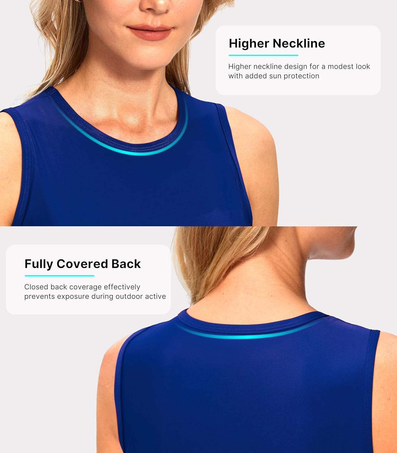 Viodia High Neck Tankini Tops for Women Modest Swim Shirts with Bra Swimsuits Tank Only Bathing Suit Top No Bottom - Image 6