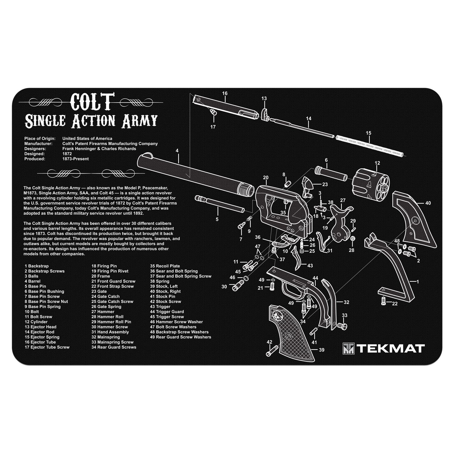 TekMatfor use with Colt Single Action Army - SAA
