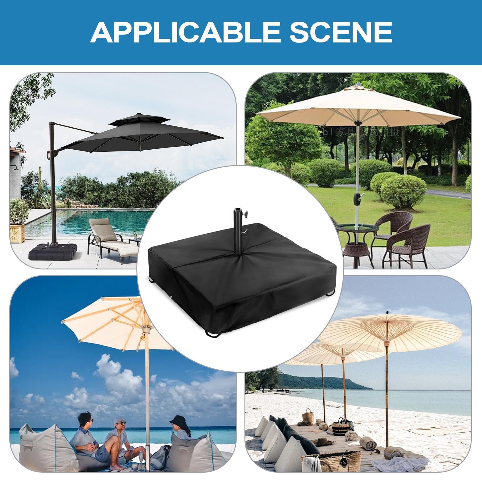 Ombrellone coperta, Ombrello Stand Protector Cloth Bag, Outdoor Sunshade Base Cover, Ombrellone Protezione per Backyard, Pool Deck, Beach, Garden, Yard, Patio, 42.13x42.13x5.12 Inches