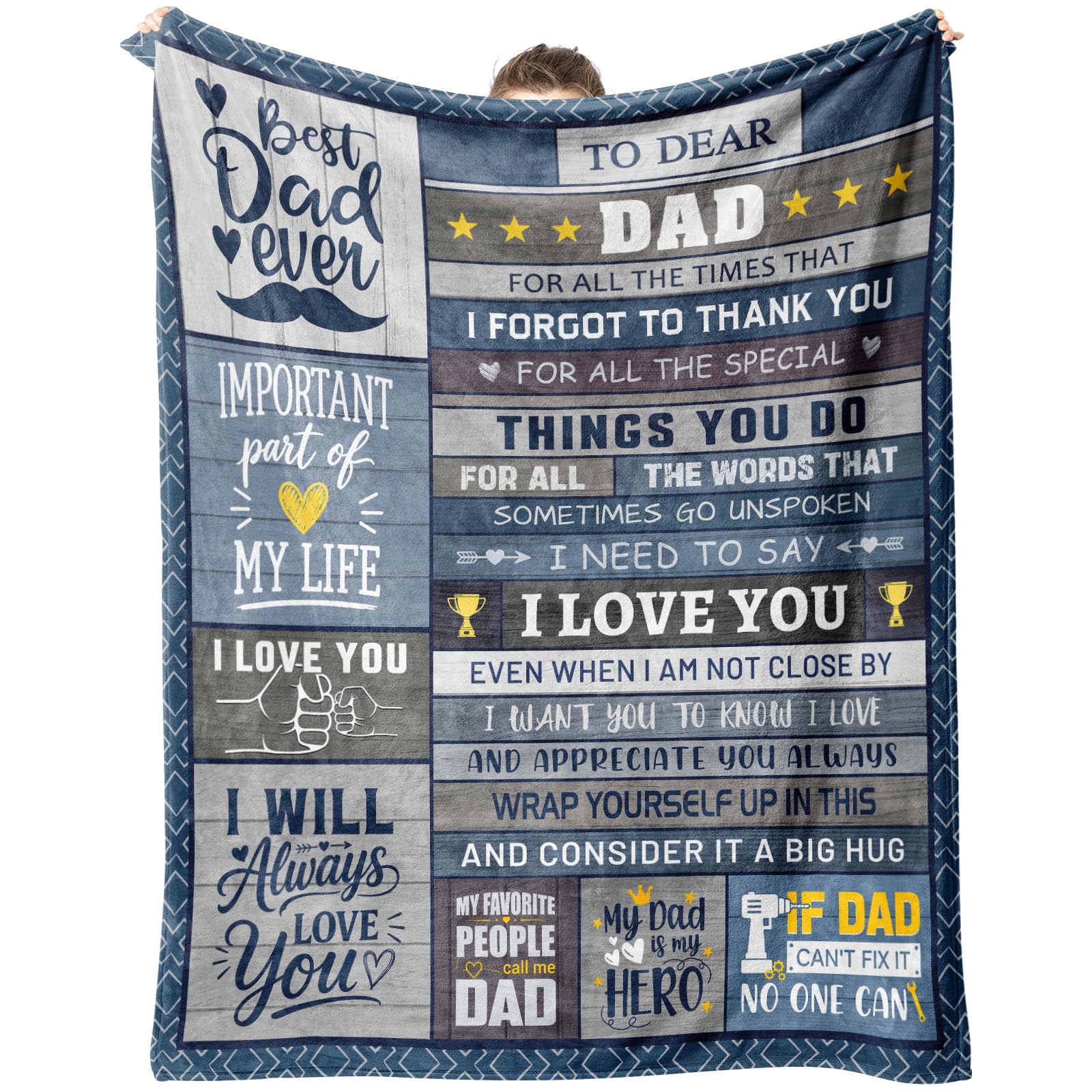 CSSGUOTOU Dad Gifts, Dad Throw Blanket 150x130cm from Daughter or Son, Best Daddy Present for Birthday Christmas Father’s Day, Throw Blanket for Bed Picnic Camping Travel