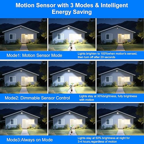 Miniatura 4 de Farolas solares para exteriores con sensor de movimiento y control remoto, 364 LED1000LM3 modos Luz de seguridad impermeable IP65, luz de inundación