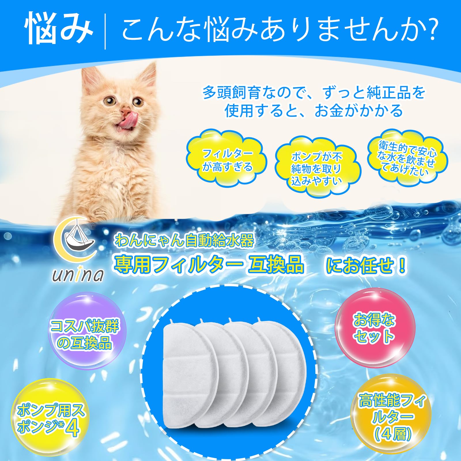 Amazon | Cunina 猫給水器フィルター 互換品 給水器用 フィルター 非