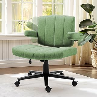 Criss Cross Chair with Wheels, High Back Adjustable Wide Armrest Office Chair, Anti-Grip Fabric Comfort Cushion Modern Style Swivel Computer Task Chairs for Home Vanity Desk Office (Green) - Buy now