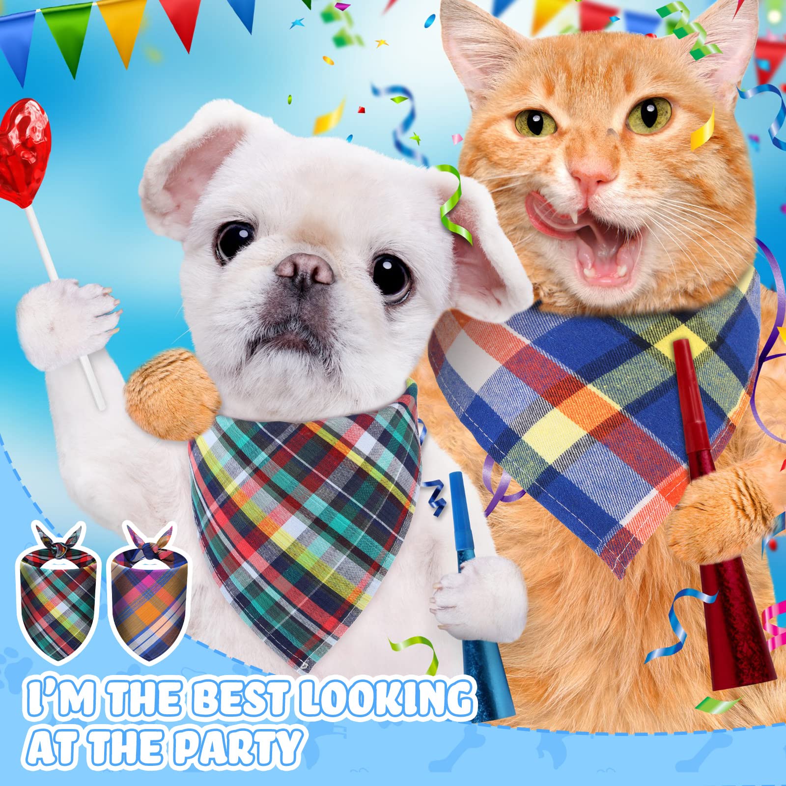 100 Stück Hundehalstuch, kariert, waschbar, Baumwolle, Welpen-Bandana, weiches Katzen-Bandana, Zubehör, bequemes Hunde-Lätzchen-Halstuch für kleine, mittelgroße Hunde, Katzen, Geburtstag, Urlaub