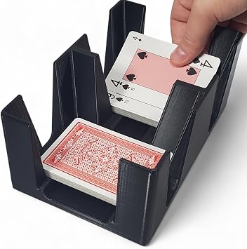 Stationary Six Deck Playing Card Tray for 3-6 Decks Made in USA Black
