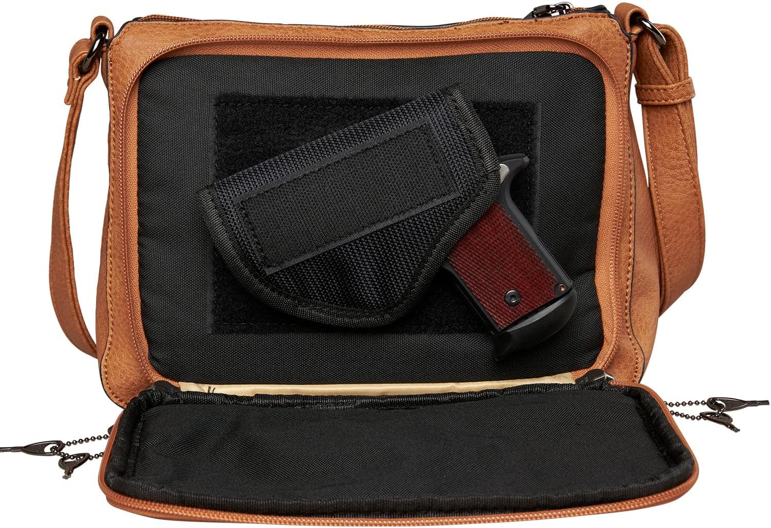 Concealed Carry Kinsley Crossbody with RFID Wallet - Discreet Locking CCW Bag for Women - Universal Holster - Image 3