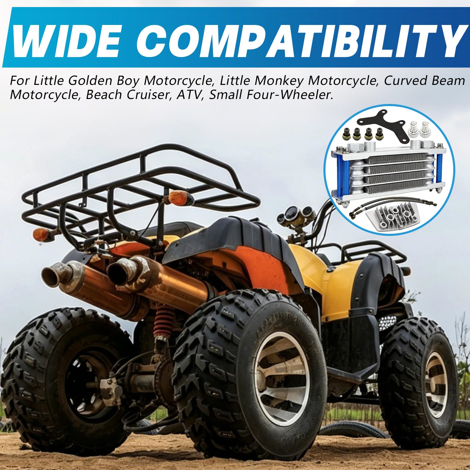 Motorrad Motorölkühler Ölkühler Kit, Motorrad Ölkühler Set Motorkühler Motoröl Kühler System Kit mit Schläuche Halterung Schraube für 50cc-150cc Dirt Pit Bike Motorrad ATV