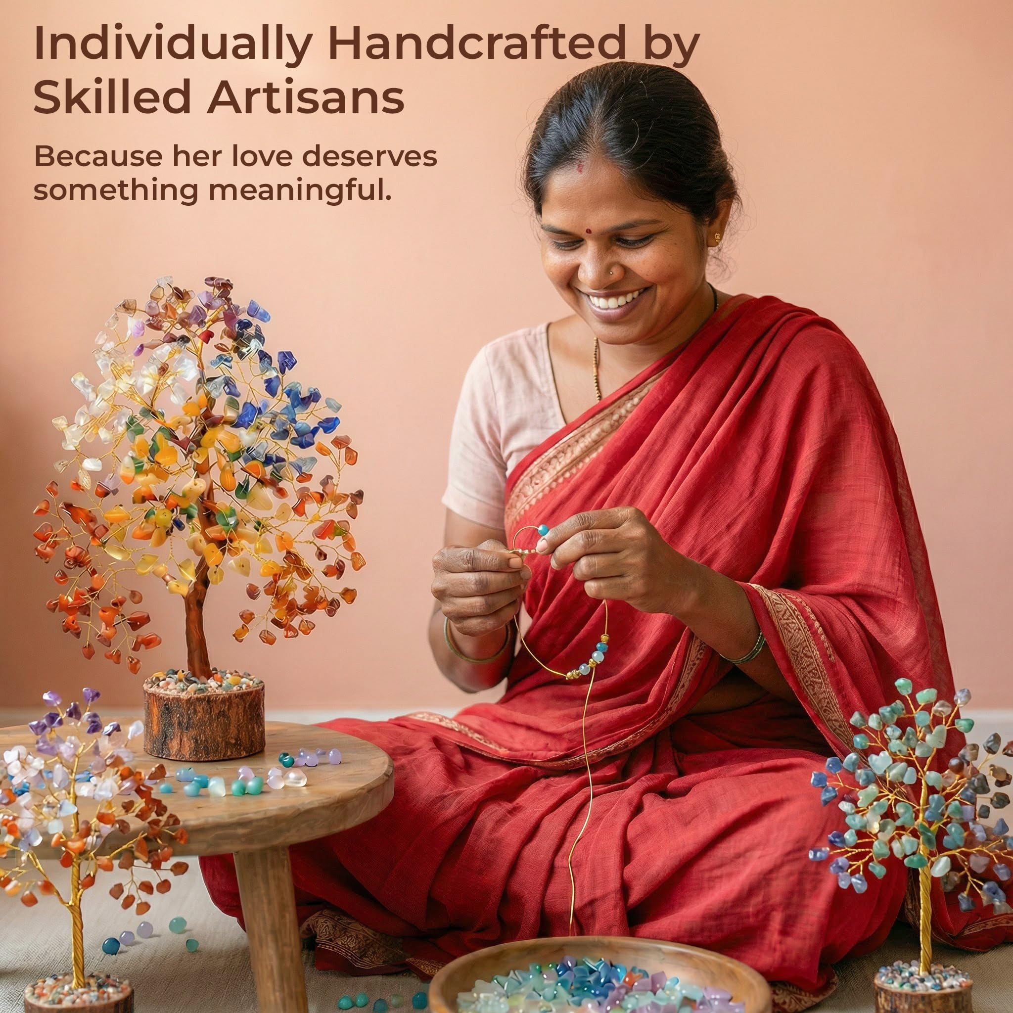 Chakra Tree of Life Birthday Gifts for Women, Mom, Sister, Friends, Handmade Healing Crystal Tree Bring Money, Positivity & Good Luck, Boho Home, Room and Office Desk Decor, Unique Gifts for Mother