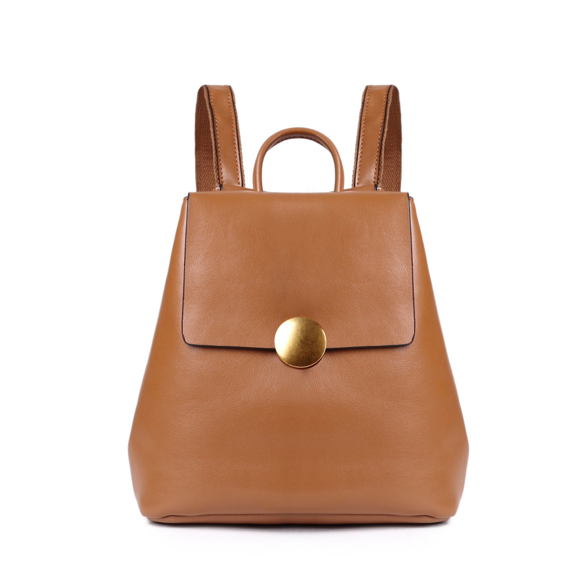 Small Genuine Leather Backpack for Women Ladies Brown Casual Daypack Fashion Girls Real Leather Shoulder Bag Mini Drawstring Back Purse School College Travel