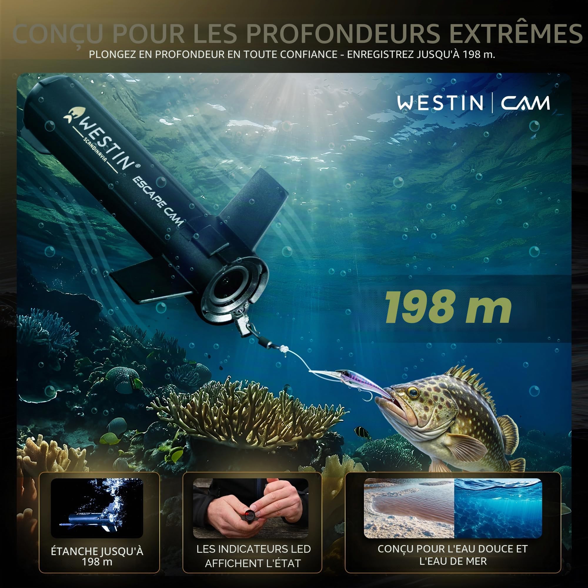 Westin Escape Cam Caméra sous-Marine Noir Taille Unique