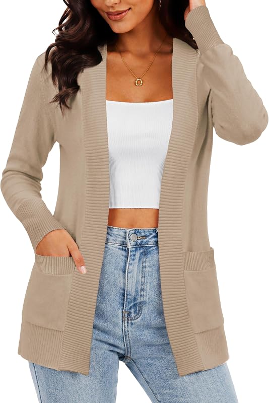 REDHOTYPE Women's Open Front Cardigans Sweater with Pockets S-XXL