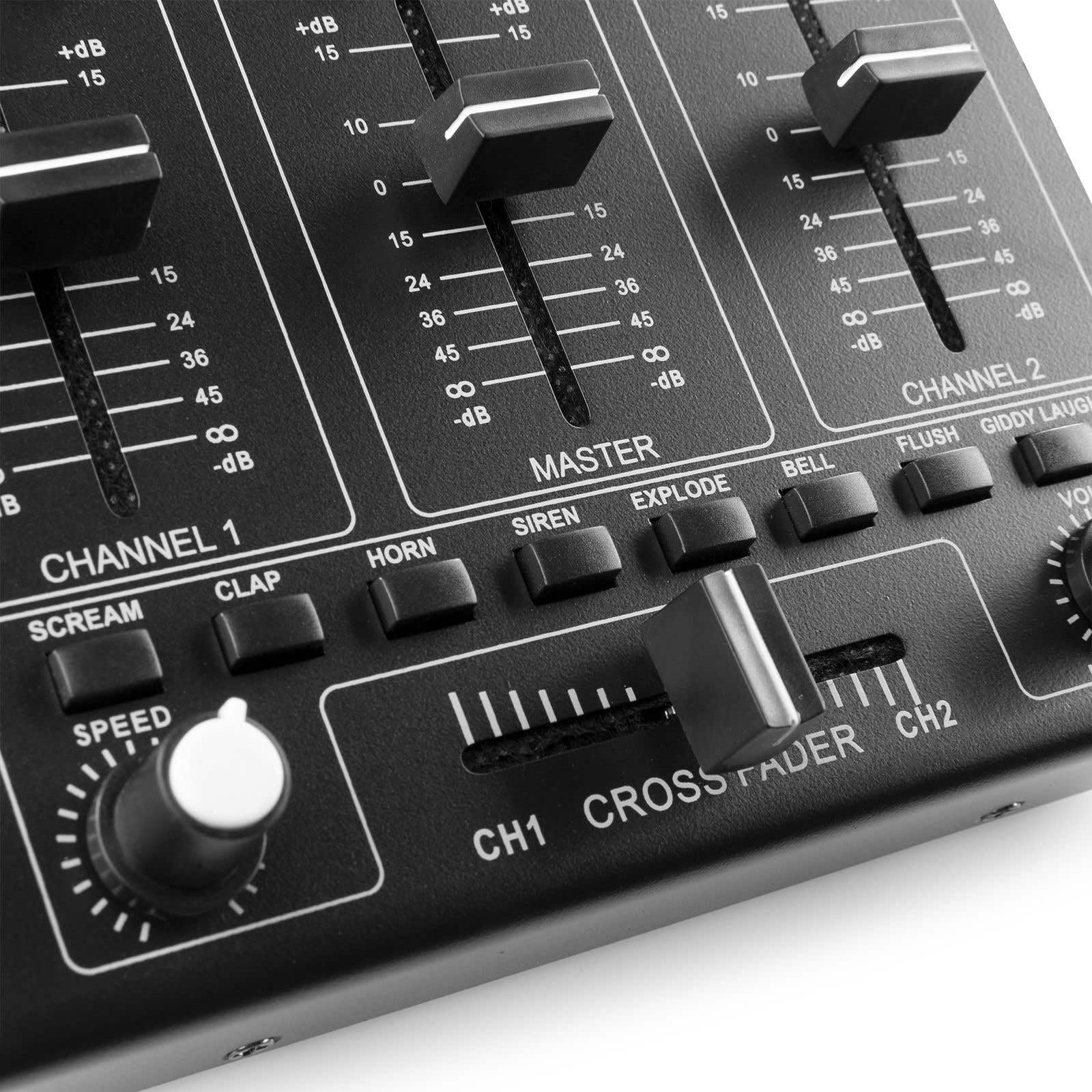 Vonyx STM2270 - Mixer DJ a 2 canali Bluetooth, mixer audio con lettore MP3 USB, controller DJ con effetti, crossfader, collegamento microfono, funzione talker, DJ, musicista, club, bar, gastro