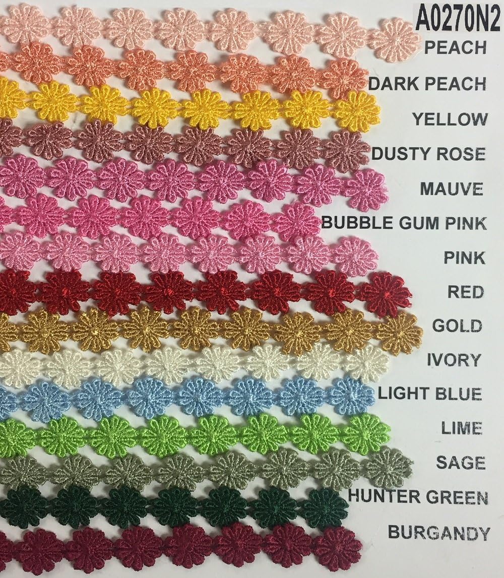 Lace Trim Daisy 1/2 Wide Quality Venise. 5 Yards, Choose Color. Multi-Use ex. Garments Bridals Decorations DIY Sew Arts Crafts Costumes Scrapbooks, Hunter Green - Amore Fabrics