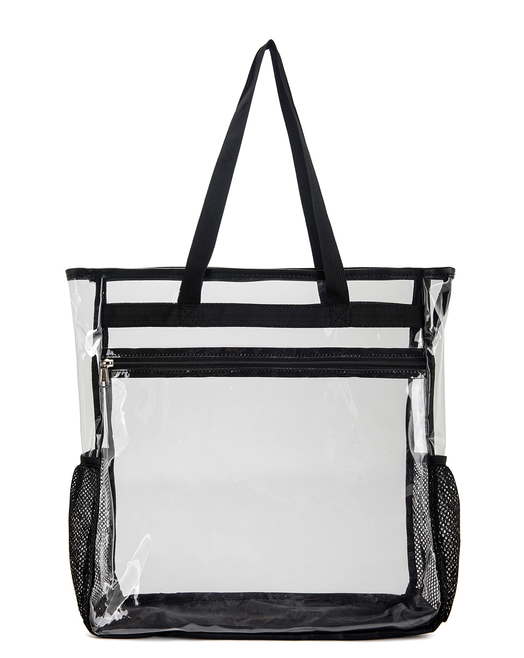 SPEEDEVE bolsas de asas transparentes bolso de hombro Impermeable para Viajes Compras gimnasio estadio aprobado,Negro