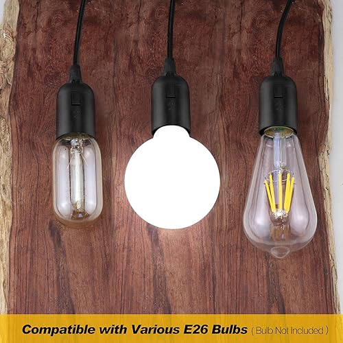 Miniatura 5 de Paquete de 2 luces colgantes enchufables, luces colgantes vintage E26E27 con cable de enchufe, kit de luz colgante retro, cable de 9.9 pies con