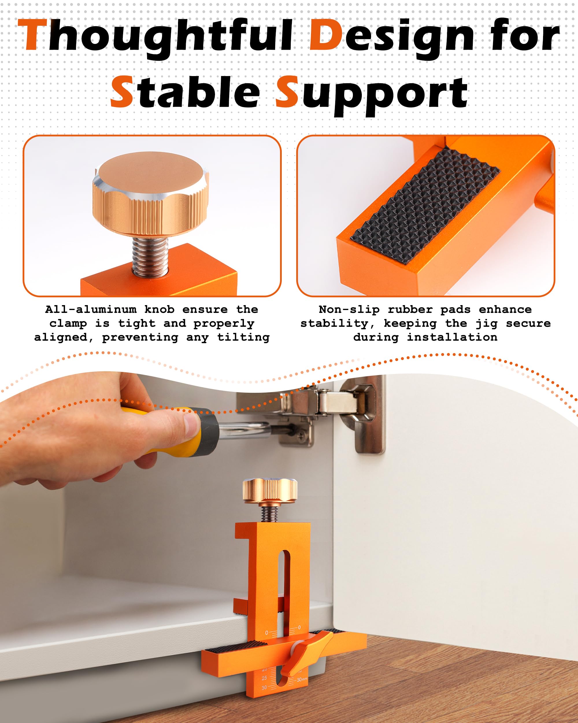 Cabinet Door Mounting Jig - Hinge Installation Tool For Base Cabinets With 1-9/16" Clamp