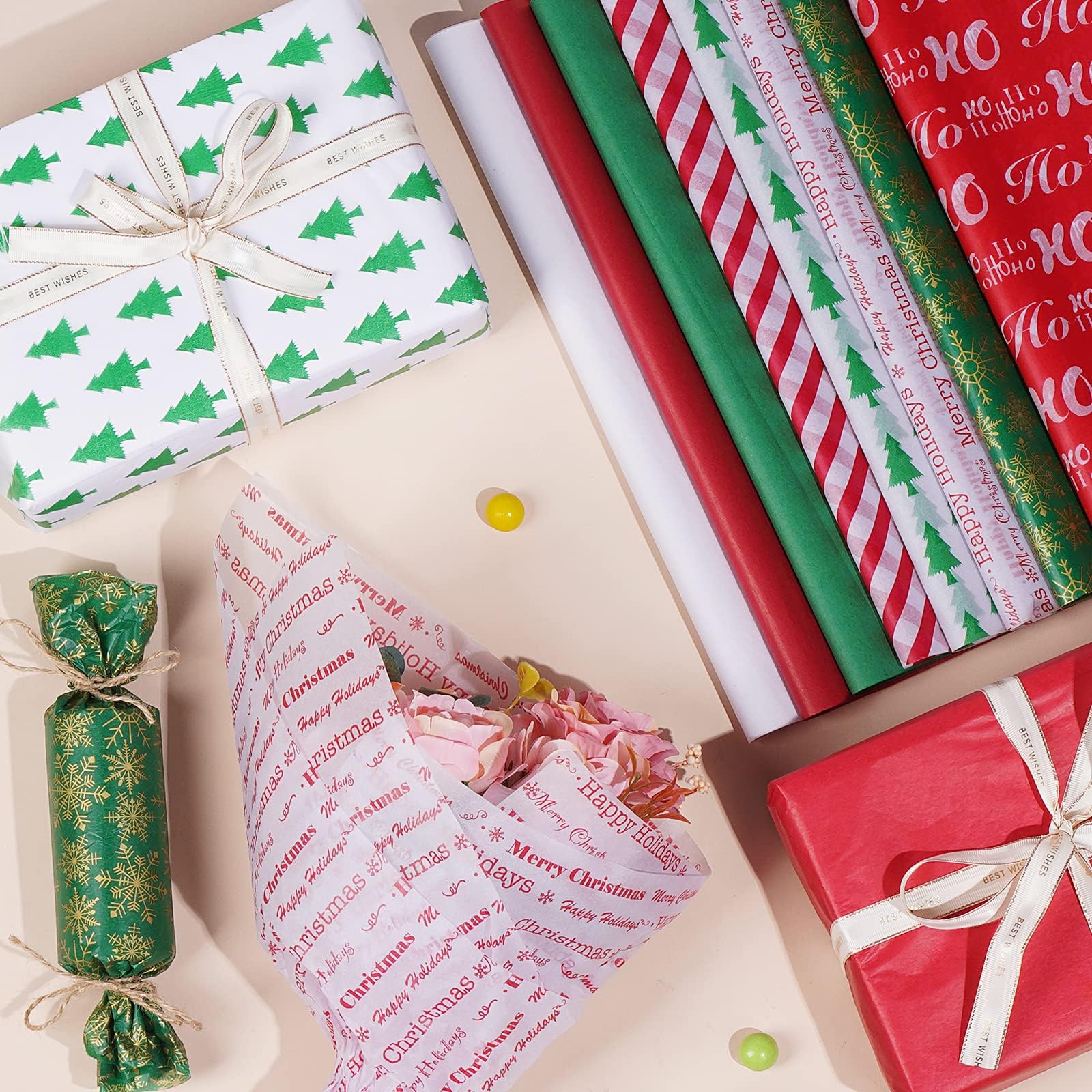 Tissue Wrap Pattern DIY Craft Paper Blisstime Christmas Tissue Paper - 100 Sheets Assorted ...