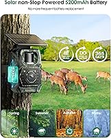 Vista 3 de Cámara de Rastreo Solar WiFi Bluetooth - Cámaras de Caza con Visión Nocturna, Sensor de Movimiento, Impermeable, Cámara de Ciervos Recargable