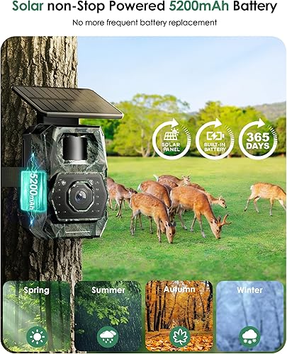Miniatura 3 de Cámara de Rastreo Solar WiFi Bluetooth - Cámaras de Caza con Visión Nocturna, Sensor de Movimiento, Impermeable, Cámara de Ciervos Recargable con