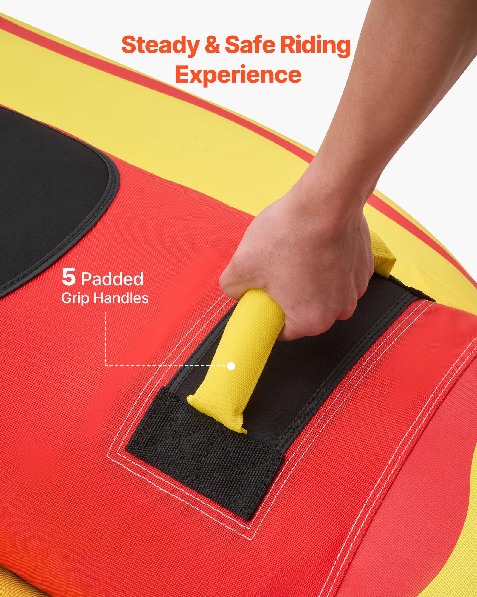 VEVOR Towable Tube für Boote, Wassersport-Schleppreifen mit Nylon-Überzug, Haltegriffen & Sicherheitsventil