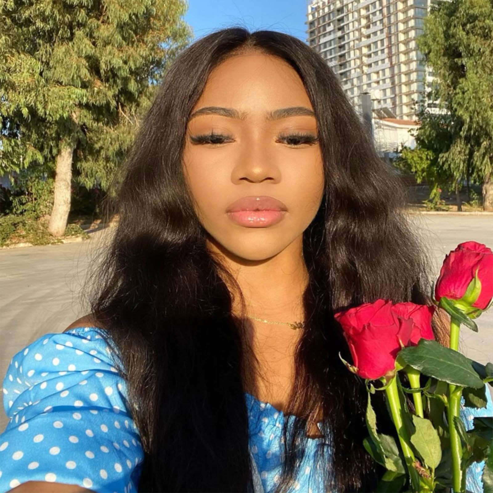 EMOL U Part Human Hair Wig Body Wave 18 Inches Upart Wig for Black Women Medium Length Brazilian Remy Human Hair Glueless Wigs Natural Black