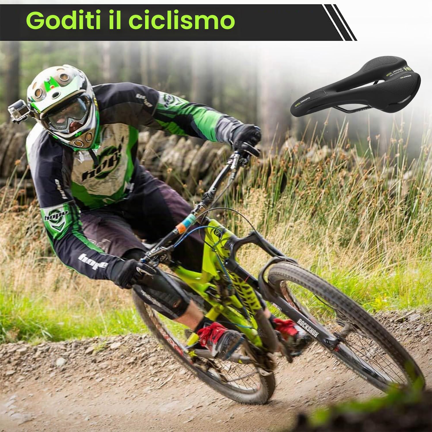 Sella per Bicicletta, MTB Sella da bicicletta da uomo e donna, da strada in gel Cuscino, per bici elettriche, trekking, bici da trekking