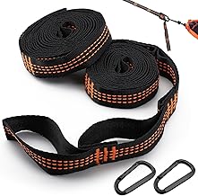 2 x Hammock Straps, 2 m x 2.5 cm, Hammock Attachment with 2 Carabiners, Hanging Accessories for Camping Swing Maximum Load: 200 kg, Camping Hammock or Hanging Seat
