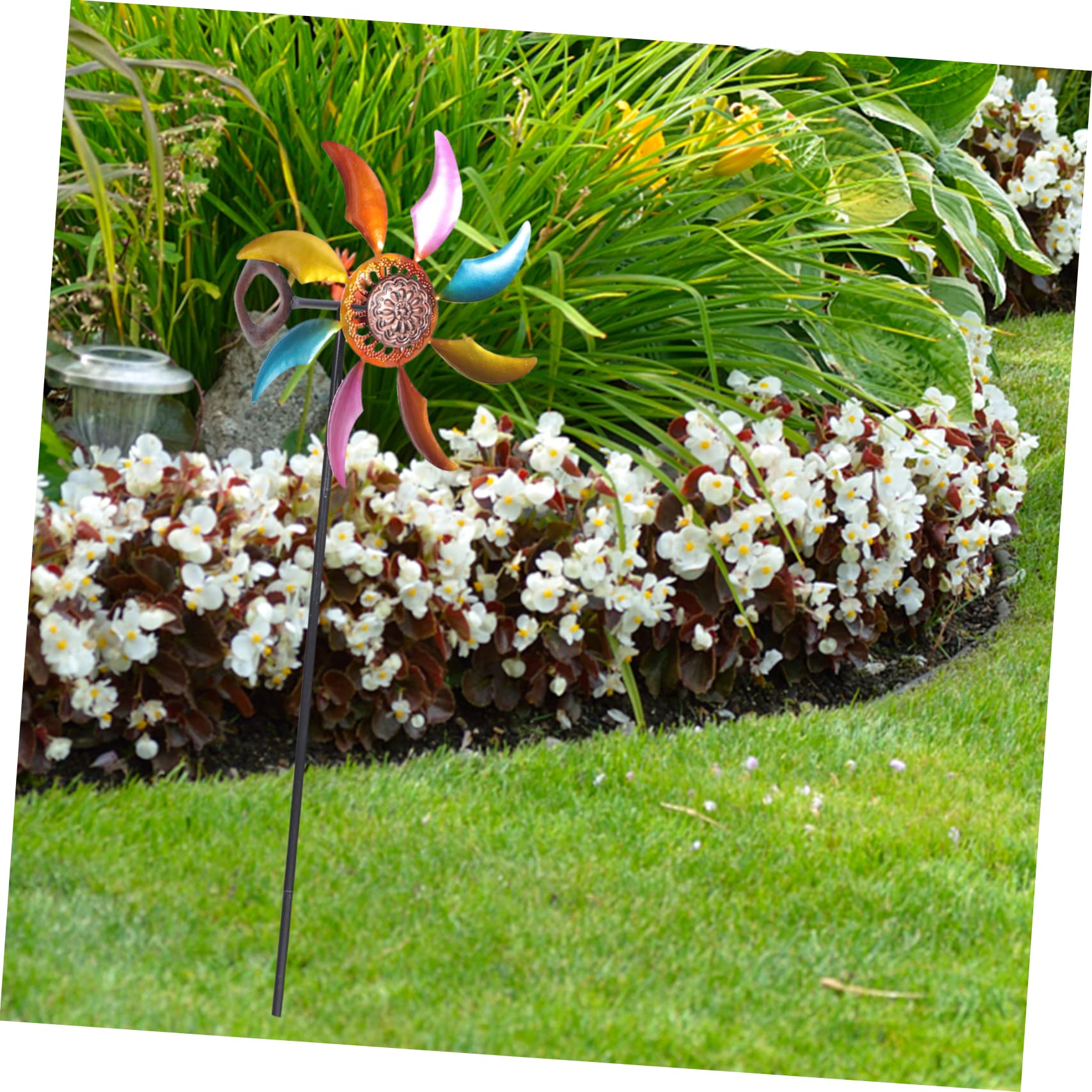 Yardwe Molino de Viento de Metal y Apariencia Única para Jardín y Resistente Diseño Delicado Fácil de Usar Decoración para Césped y Patio para Exteriores