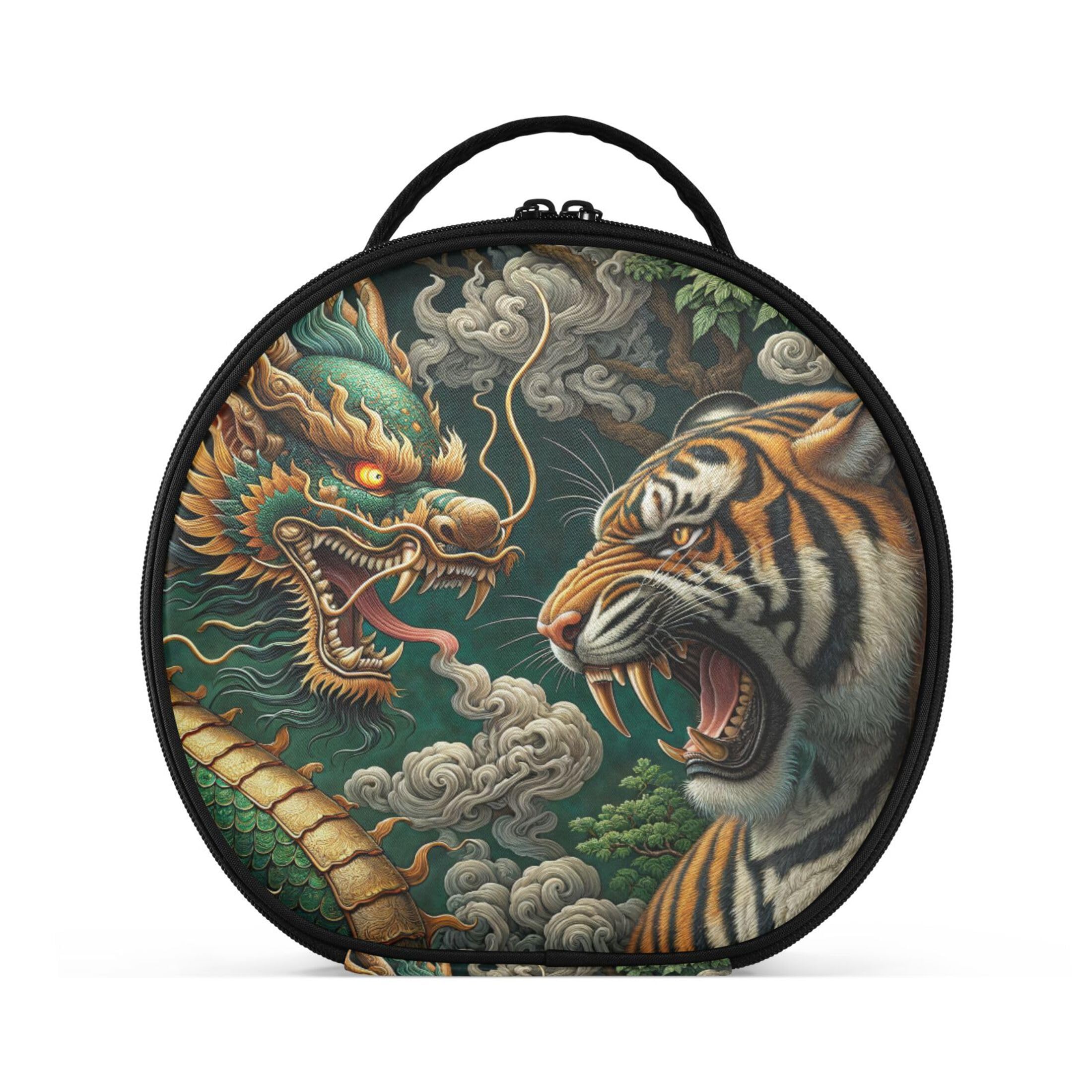 Takiito Dragon Tiger Travel Makeup Case Portable Makeup Box Artist Cosmetic Case Organizer With Adjustable Dividers
