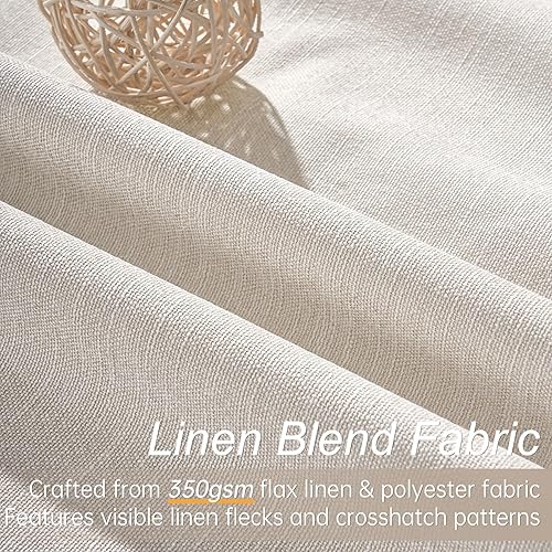 Miniatura 3 de Topfinel Cortinas opacas, lino crema, dormitorio, sala de estar, plisadas, marfil, pestaña trasera, bohemias, para ventana, blancas neutras, 52 x 84