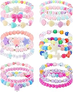 18 Pcs Bead Bracelets Pack Beaded Bracelets for Teen Women Ankle Bracelets for Women Jewelry Cute Jewelry for Teen Women Bracelets Jewelry Cute Bracelets Princess Party Favors Crystal Bracelets Set Summer Bracelets Beach Jewelry Charm Bracelets for Women