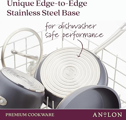 Miniatura 8 de Anolon Accolade - Sartén/Sartén de aluminio forjado anodizado duro antiadherente, 8.0 pulgadas, gris lunar