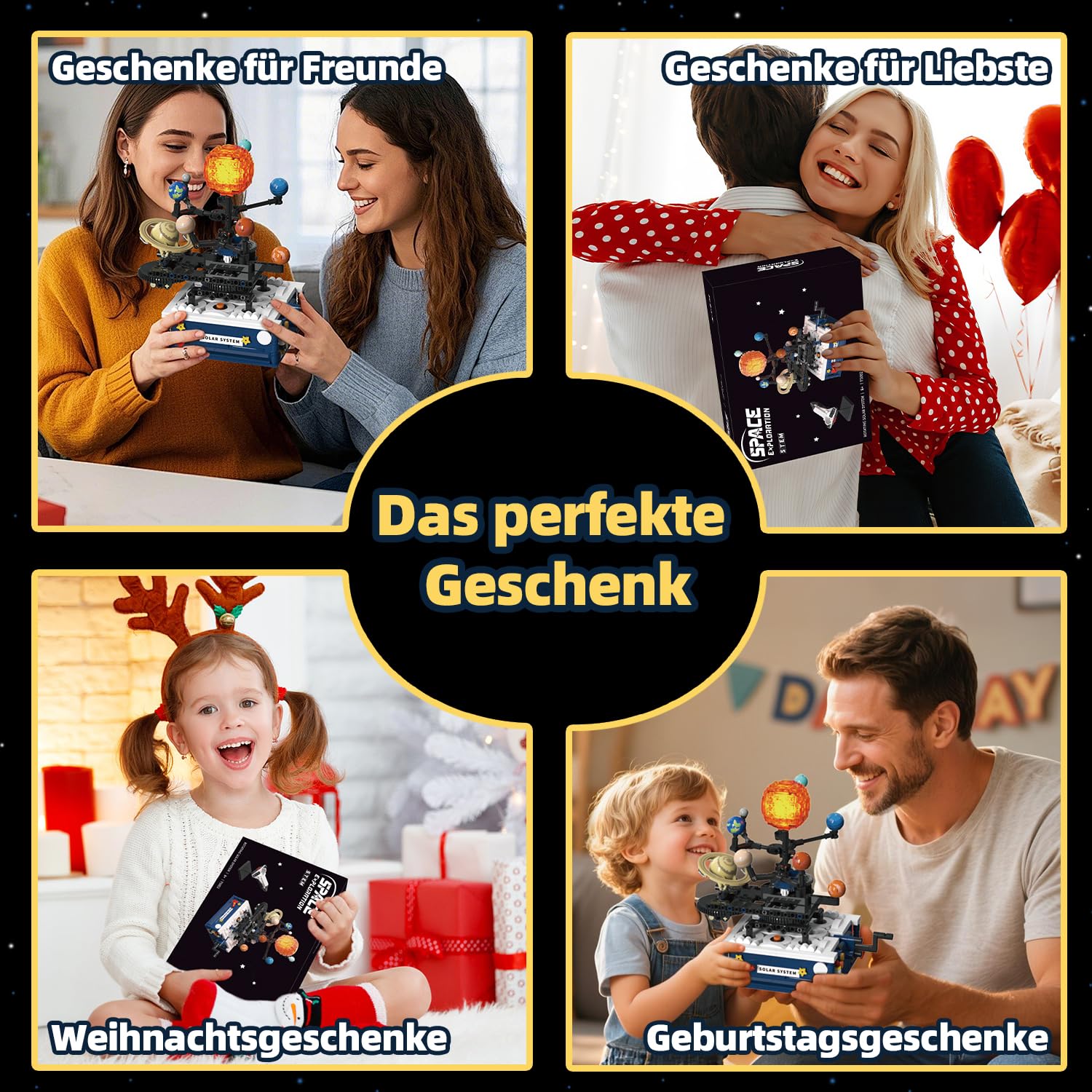 Technik Sonnensystem Modell Bauspielzeug mit Licht, 8 Planeten und Rakete | 775 Teile Drehbares Sonnensystem Modell Technic, Klemmbausteine Geschenke für 6 7 8 10 12+ Jahre Kinder Jungen Erwachsene